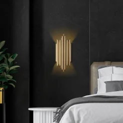 Opviq Væglampe Reis 13341, guldfarvet, metal, højde 50 cm