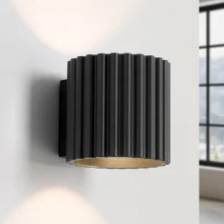 SOLLUX LIGHTING Væglampe RIBLA, sort, Ø 10 cm, metal, G9