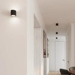 SOLLUX LIGHTING Væglampe RIBLA, sort, Ø 10 cm, metal, G9