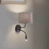 Væglampe Roller, fløjl grå, sort, med læselampe^Duolla Outlet
