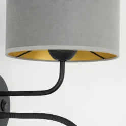 Væglampe Roller, fløjl grå, sort, med læselampe^Duolla Outlet
