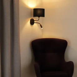 Duolla Væglamper>Væglampe Roller, fløjl mørkeblå, sort, med læselampe