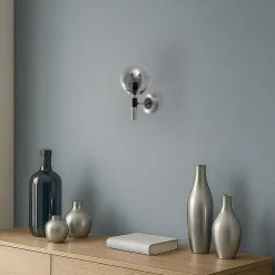 Væglampe Rollo, Ø 15 cm, røggrå, glas/metal^Lamkur Hot