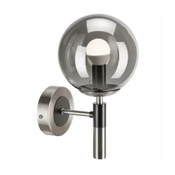 Væglampe Rollo, Ø 15 cm, røggrå, glas/metal^Lamkur Hot