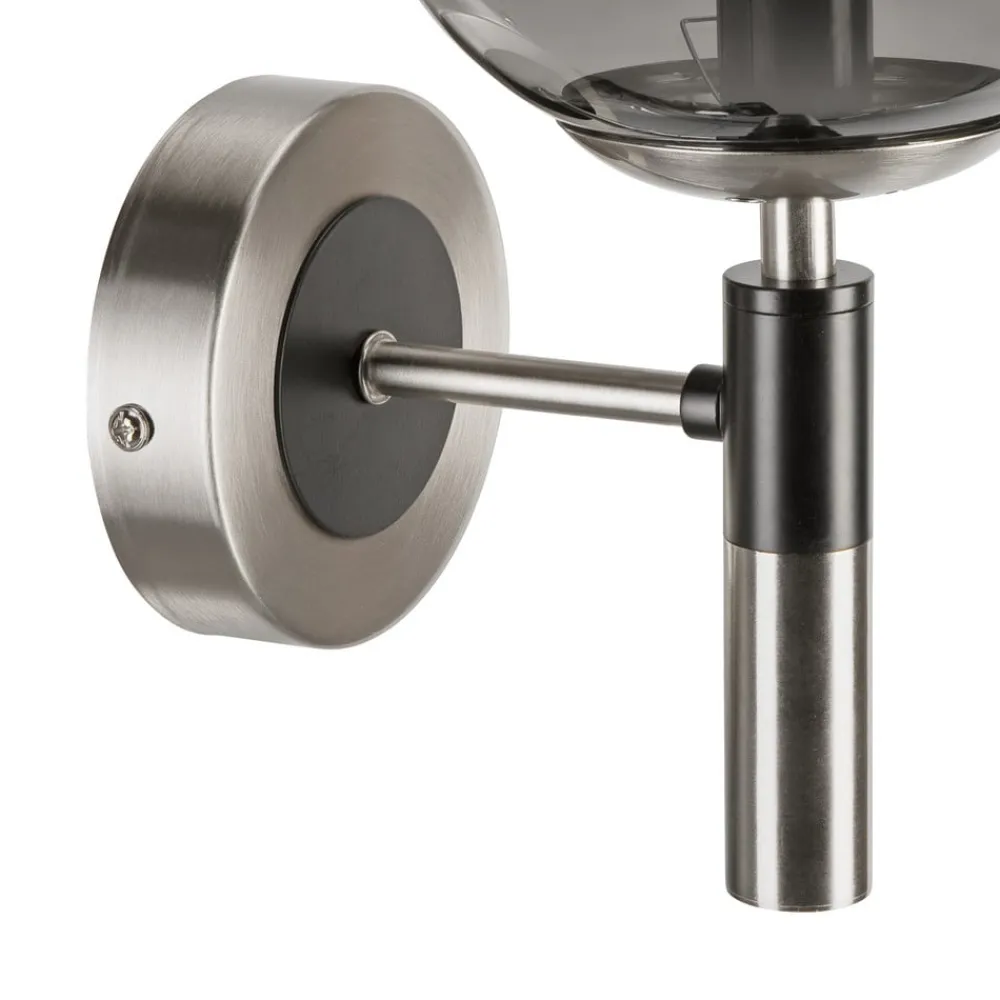 Væglampe Rollo, Ø 15 cm, røggrå, glas/metal^Lamkur Hot