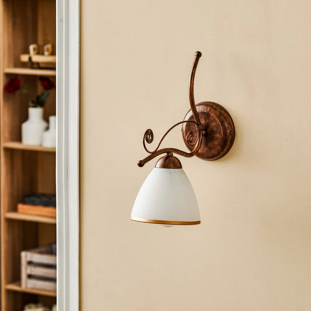 Lamkur Væglampe Roma i hvid og brun
