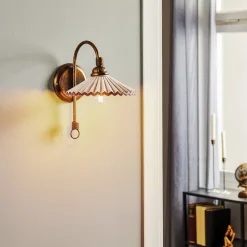 ONLI Gang|Pendellamper>Væglampe Rosina, bronze med lyserød keramisk skærm