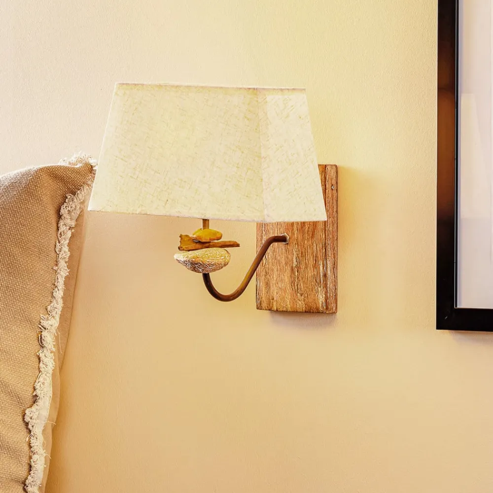 ONLI Gang|Pendellamper>Væglampe Seregon med sten dekoration og stofskærm