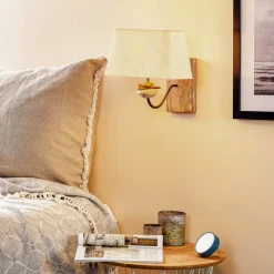 ONLI Gang|Pendellamper>Væglampe Seregon med sten dekoration og stofskærm