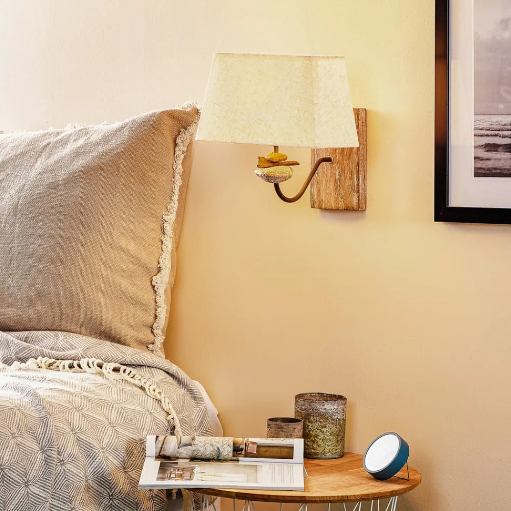 ONLI Gang|Pendellamper>Væglampe Seregon med sten dekoration og stofskærm