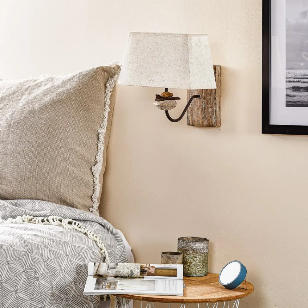 ONLI Gang|Pendellamper>Væglampe Seregon med sten dekoration og stofskærm