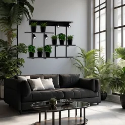 Væglampe Shelf, sort, bredde 102 cm, træ, 4 lyskilder.^Luminex New