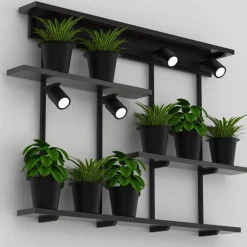 Væglampe Shelf, sort, bredde 102 cm, træ, 4 lyskilder.^Luminex New