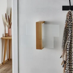 Væglampe Shifted 1, glas og lyst træ^SOLLUX LIGHTING Best