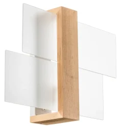 Væglampe Shifted 1, glas og lyst træ^SOLLUX LIGHTING Best