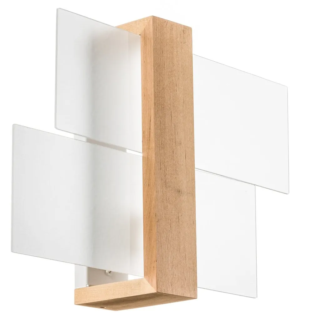 Væglampe Shifted 1, glas og lyst træ^SOLLUX LIGHTING Best