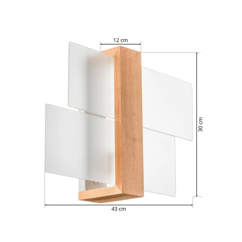 Væglampe Shifted 1, glas og lyst træ^SOLLUX LIGHTING Best