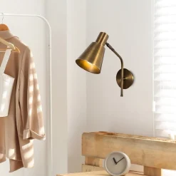 Opviq Væglampe Sivani MR-663, antik guld, metal, Ø 15 cm