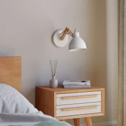 Euluna Væglampe Skansen, træarm justerbar, hvid