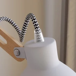 Euluna Væglampe Skansen, træarm justerbar, hvid