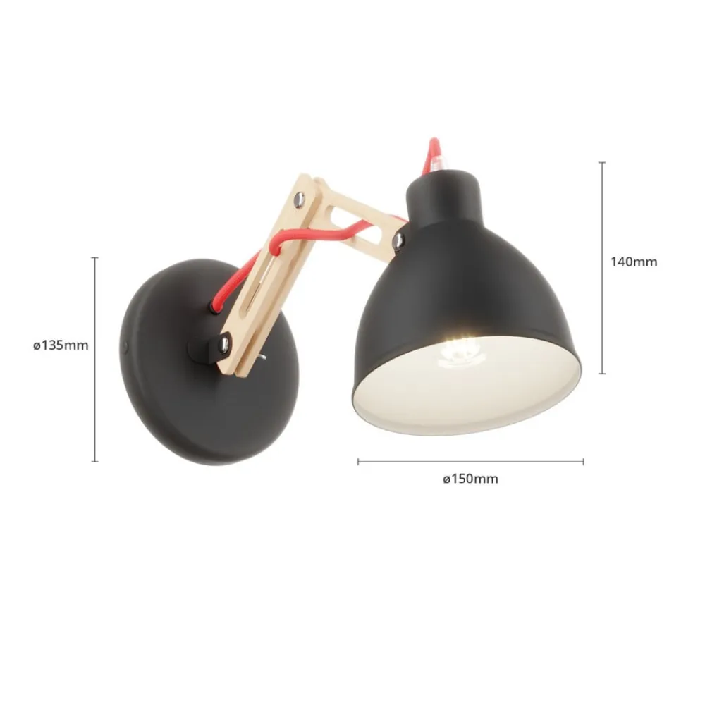 Lamkur Væglamper|Væglamper>Væglampe Skansen, træarm justerbar, sort