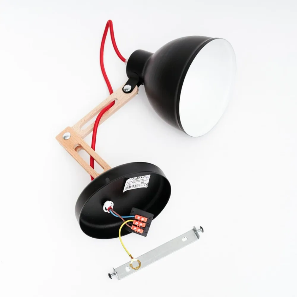 Lamkur Væglamper|Væglamper>Væglampe Skansen, træarm justerbar, sort