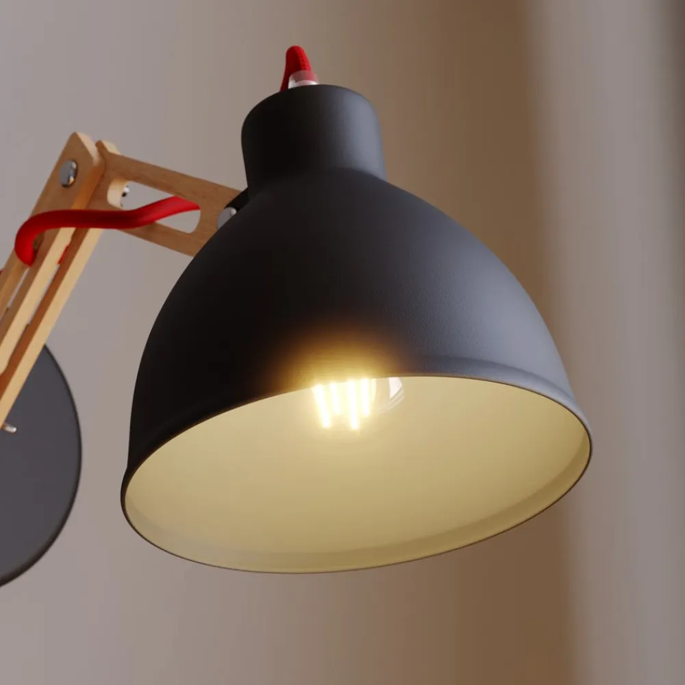 Lamkur Væglamper|Væglamper>Væglampe Skansen, træarm justerbar, sort