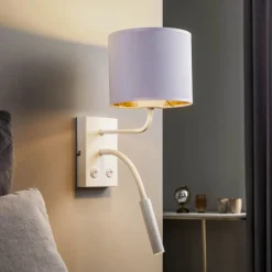 Luminex Væglamper|Væglamper>Væglampe Soho, cylindrisk, læselampe hvid/guld