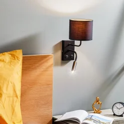 Luminex Væglamper|Væglamper>Væglampe Soho cylindrisk læselampe sort/guld