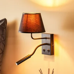 Luminex Væglampe Soho, konisk, læselampe sort/guld