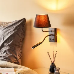 Luminex Væglampe Soho, konisk, læselampe sort/guld