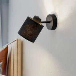 Argon Væglampe Suerte, sort / guld, 1 lyskilde, tekstil, stål