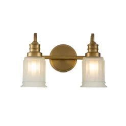 Væglampe Swell IP44, 2-lys, børstet messing^QUOIZEL Clearance