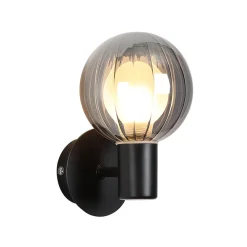 Væglampe til badeværelset Lumisphere, sort/røggrå, højde 12 cm Glas^Searchlight Discount
