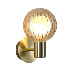 Searchlight Væglampe til badeværelset Lumisphere, creme-/messingfarvet, højde 12 cm