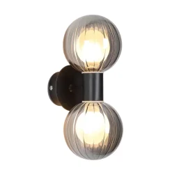 Væglampe til badeværelset Lumisphere, sort/røggrå Højde 28 cm 2 lyskilder^Searchlight Discount