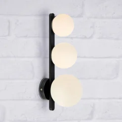 Væglampe til badeværelset Puro sort 3 lyskilder glas^Markslöjd Clearance