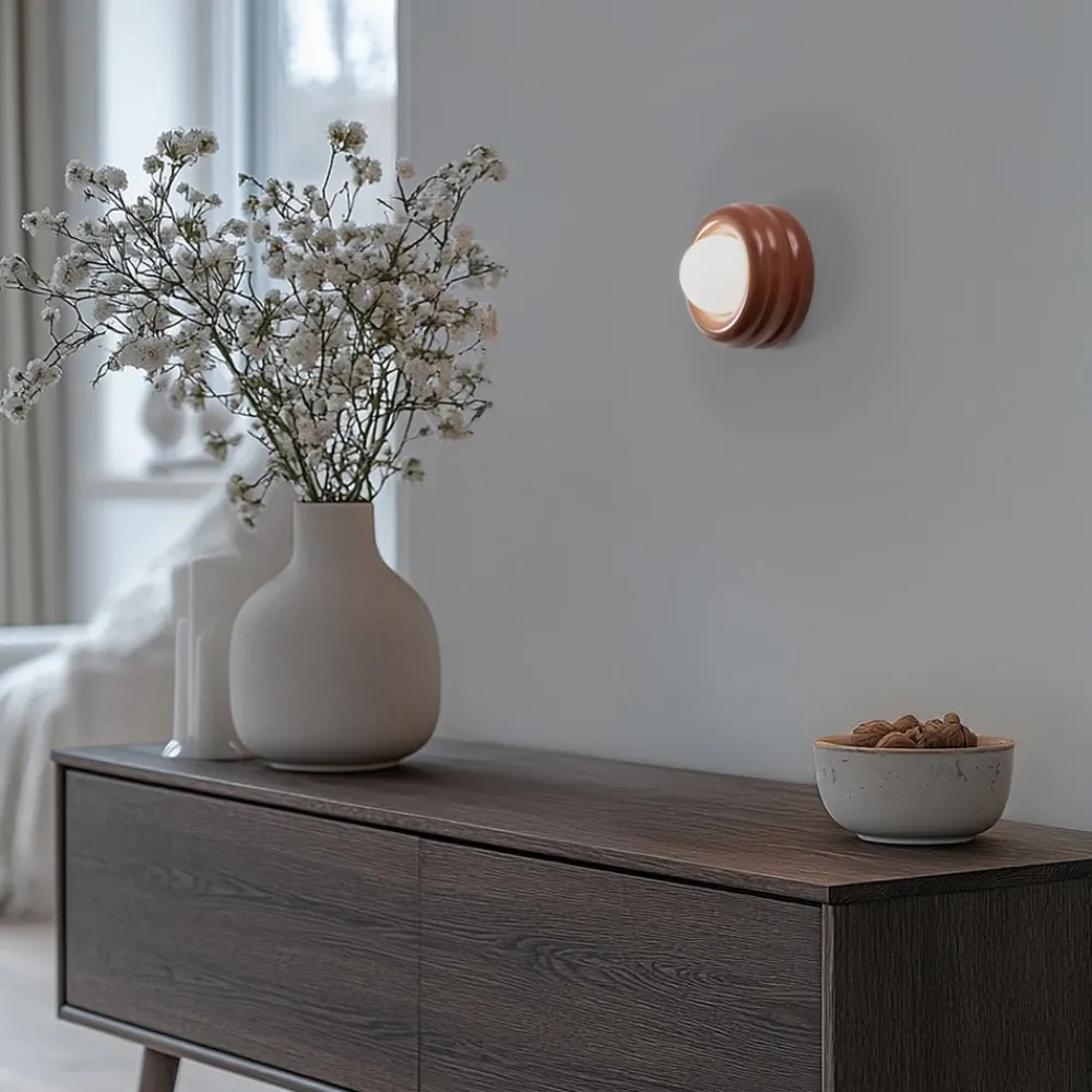 Argon Væglamper>Væglampe Tina, terrakotta/opal, glas, Ø 19 cm