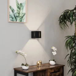 SOLLUX LIGHTING Væglampe Topic op/ned i aluminium, sort