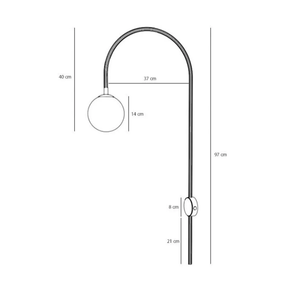 ALDEX Væglampe Una, metal, glas, koralrød