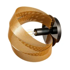 Domiluce Væglampe Vento, sort/guld, metal, 27 cm, E14