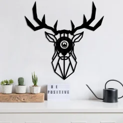 Opviq Væglampe W-051, sort, hjortedesign, MDF-træ laserskåret