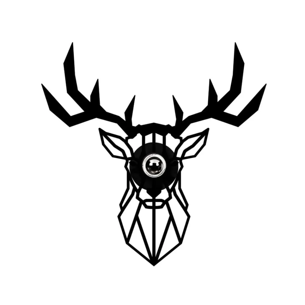 Opviq Væglampe W-051, sort, hjortedesign, MDF-træ laserskåret