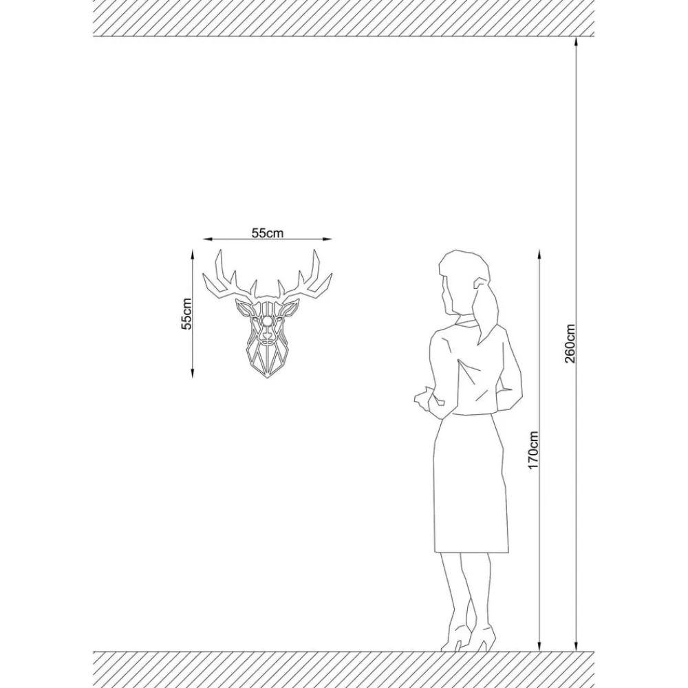 Opviq Væglampe W-051, sort, hjortedesign, MDF-træ laserskåret
