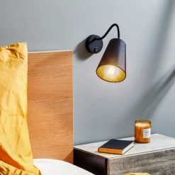 TK Lighting Væglampe Wire, sort/guld