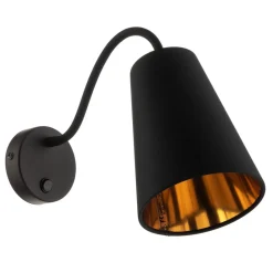 TK Lighting Væglampe Wire, sort/guld