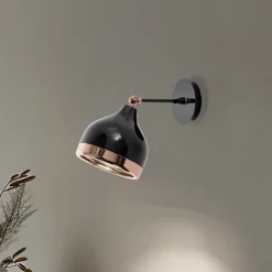 Opviq Væglampe Yildo 6901, sort/kobber, metal