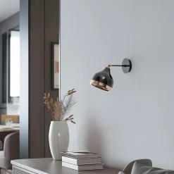 Opviq Væglampe Yildo 6901, sort/kobber, metal