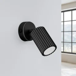 SOLLUX LIGHTING Vægspot carbon, sort, udspring 16 cm, kontakt, aluminium