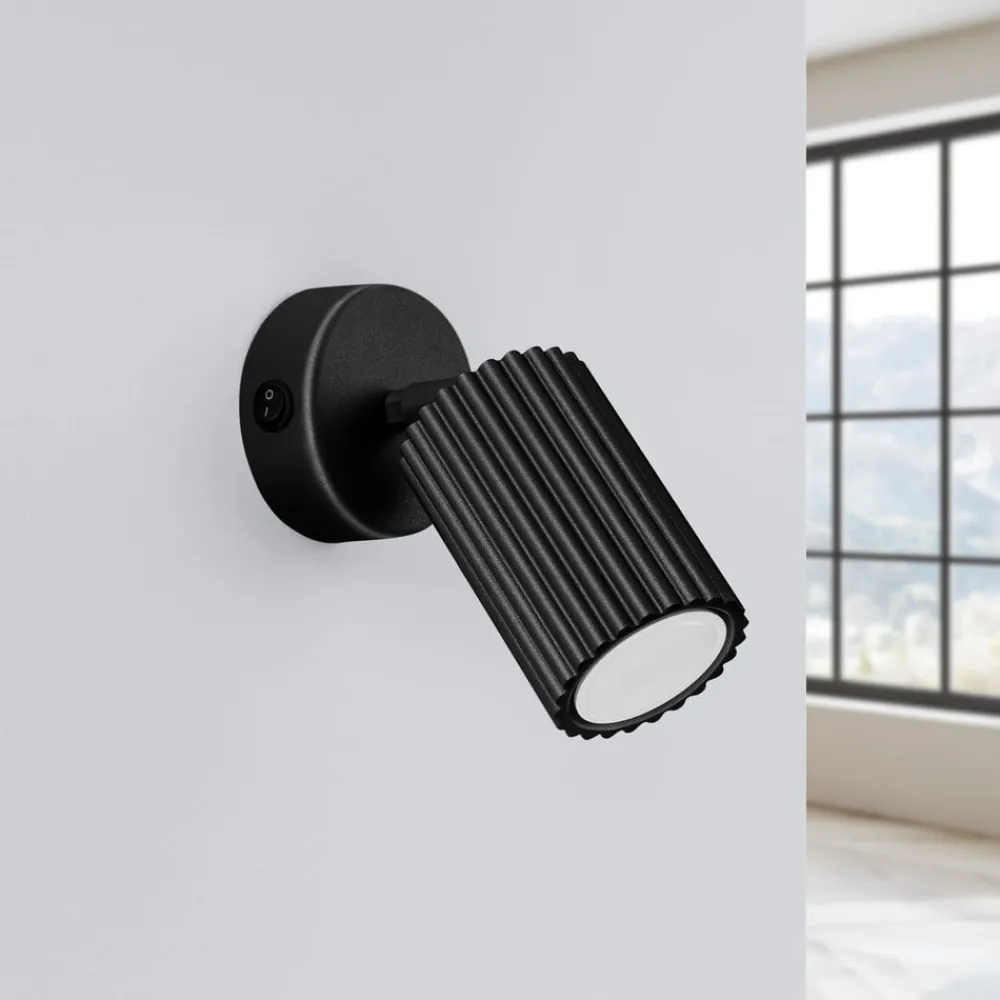 SOLLUX LIGHTING Vægspot carbon, sort, udspring 16 cm, kontakt, aluminium